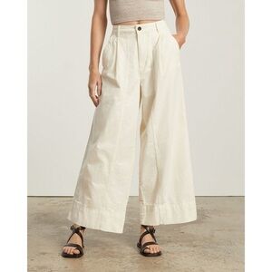 NWOT, Everlane Womens The Tourist Pant Pleated Wide Leg Organic Cotton Linen